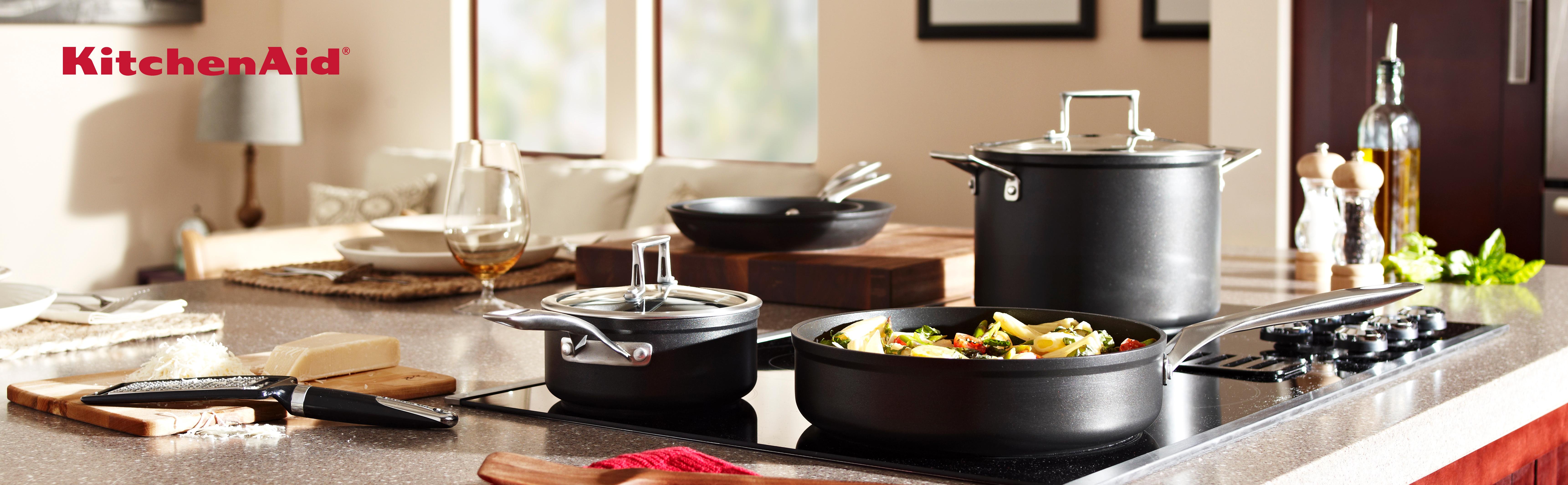 kitchenaid kch1s05bkd hard anodized nonstick 5-piece cookware